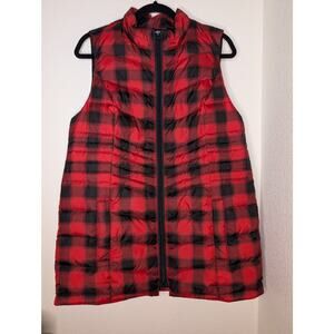 J Jill Red Plaid Real Down Quilted Vest NWT Lumberjack Zip M